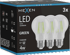 Mexen Vintis 3x Becuri cu filament LED E27, A60, 4W, 55 lm, verde - L150-E27-04XX-46x03