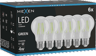 Mexen Vintis 6x Bec LED filament E27, A60, 4W, 55 lm, verde - L150-E27-04XX-46x06
