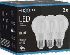 Mexen Vintis 3x Bec Filament LED E27, A60, 4W, 55 lm, albastru - L150-E27-04XX-47x03