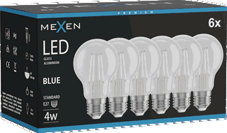 Mexen Vintis 6x Bec LED filament E27, A60, 4W, 55 lm, albastru - L150-E27-04XX-47x06