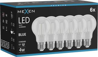 Mexen Vintis 6x LED filament izzó E27, A60, 4W, 55 lm, kék - L150-E27-04XX-47x06