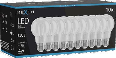 Mexen Vintis 10x Bec LED cu filament E27, A60, 4W, 55 lm, albastru - L150-E27-04XX-47x10
