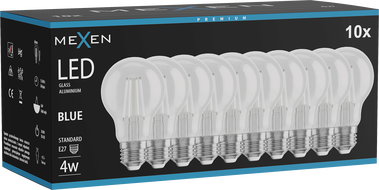 Mexen Vintis 10x LED filament izzó E27, A60, 4W, 55 lm, kék - L150-E27-04XX-47x10