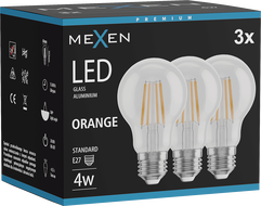Mexen Vintis 3x LED filament izzó E27, A60, 4W, 55 lm, narancssárga - L150-E27-04XX-48x03