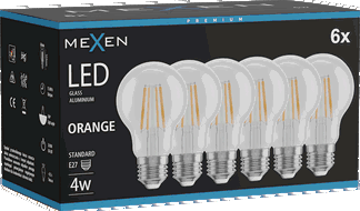 Mexen Vintis 6x Bec LED filament E27, A60, 4W, 55 lm, portocaliu - L150-E27-04XX-48x06