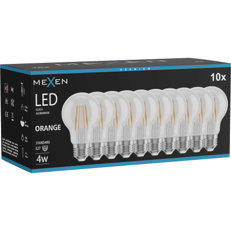 Mexen Vintis 10x Bec LED E27, A60, 4W, 55 lm, portocaliu - L150-E27-04XX-48x10