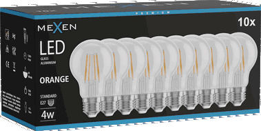 Mexen Vintis 10x Bec LED E27, A60, 4W, 55 lm, portocaliu - L150-E27-04XX-48x10