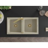 Mexen Mario chiuvetă de granit cu 2 compartimente cu baterie de bucătărie Rita, bej - 6504-69-670300-50