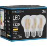 Mexen Vintis 3x Bec filament LED E27, A60, 10W, Cald - 2700K, 1320 lm, clar - L150-E27-1027-00x03