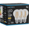 Mexen Vintis 3x Bec LED filament E27, A60, 12W, Cald - 2700K, 1585 lm, clar - L150-E27-1227-00x03