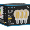 Mexen Vintis 3x LED filament izzó E27, A60, 12W, Meleg - 2700K, 1125 lm, borostyán - L150-E27-1227-50x03