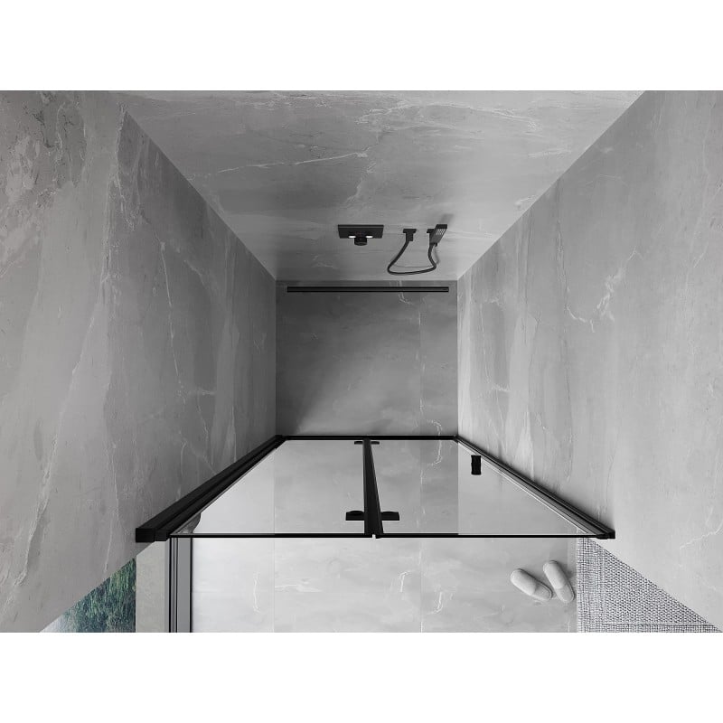 Mexen Mist-F uși de duș pliabile stânga 70 cm, ramă neagră, negru - 8A6-070-000-70-70-L