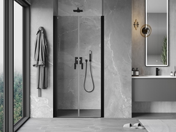 Mexen Mist zuhanyajtó, nyíló, 70 cm, átlátszó, fekete - 8A7-070-000-70-00