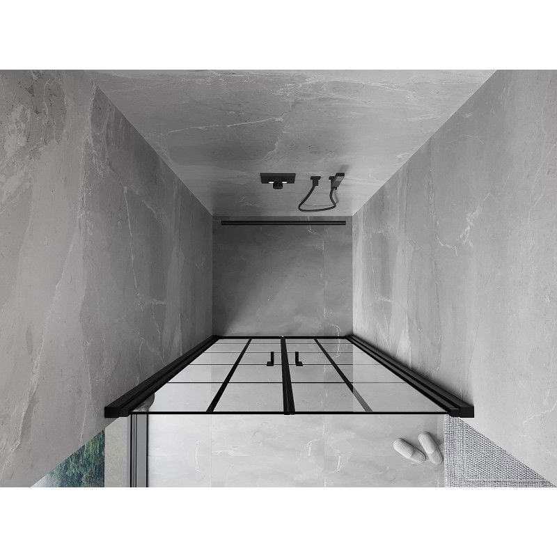 Mexen Mist ușă de duș batantă 70 cm, grilaj negru, negru - 8A7-070-000-70-77