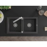 Mexen Mario chiuvetă de bucătărie din granit cu 2 compartimente cu baterie Rita, negru cu efect de stropi - 6504-76-670300-00