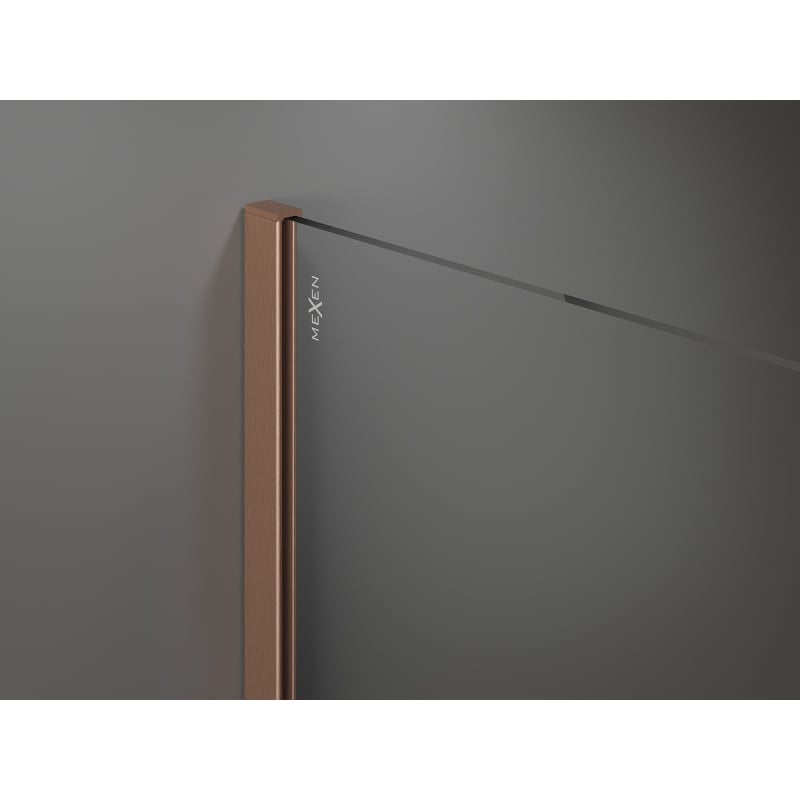 Mexen Kioto Walk-in zuhanyfal 120 x 200 cm, fekete ombre 8 mm, kefevas réz - 800-120-101-65-76