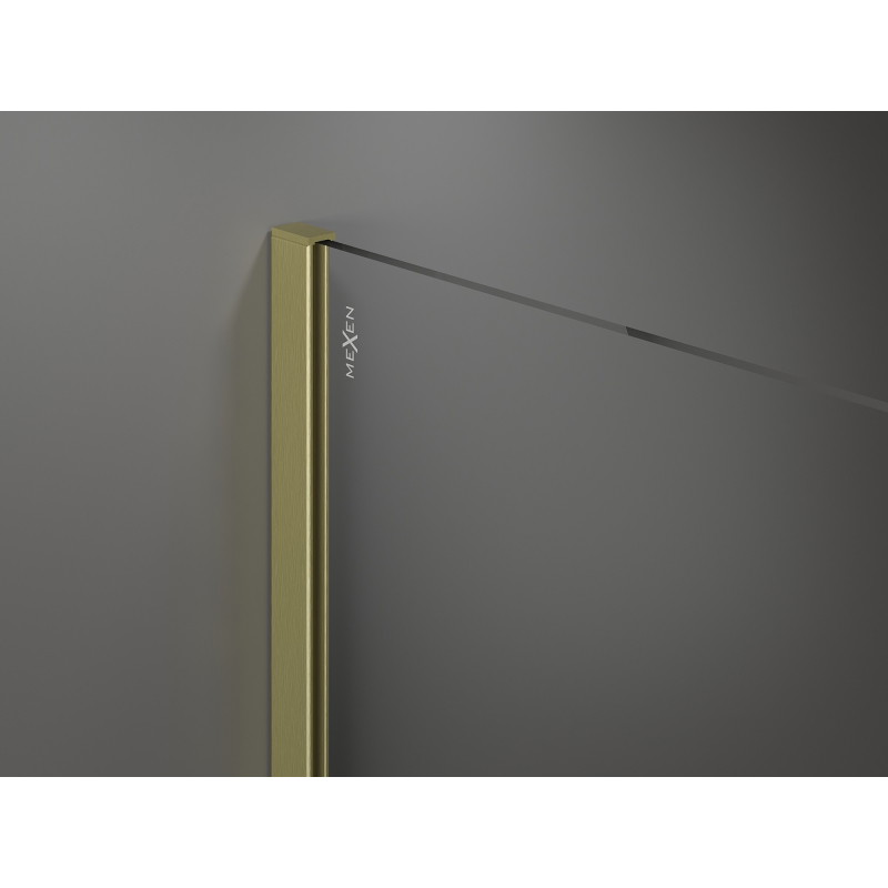 Mexen Kioto perete de duș Walk-in 90 x 200 cm, ombre alb 8 mm, auriu periat - 800-090-101-55-86