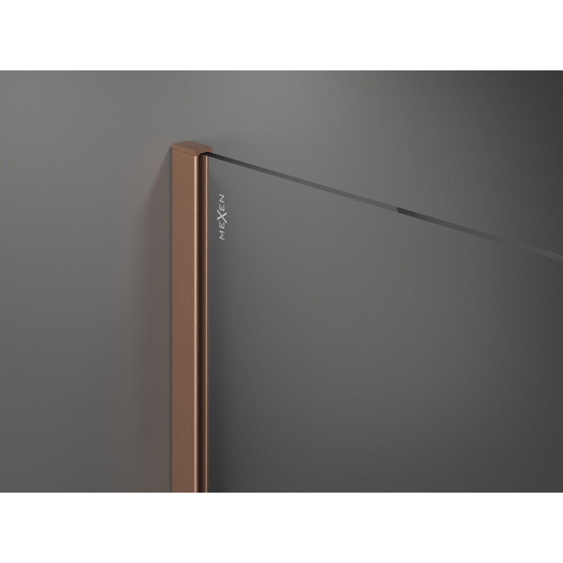 Mexen Kioto Walk-in zuhanyfal 70 x 200 cm, fehér ombre 8 mm, kefe hatású réz - 800-070-101-65-86