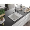 Mexen Enzo chiuvetă de granit cu un compartiment, cu picurător și baterie de bucătărie Rita, Albă - 6506-20-670300-00
