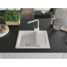 Mexen Enzo chiuvetă de bucătărie din granit cu 1 bazin, cu picurător și baterie Rita, albă - 6506-20-670300-20
