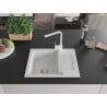 Mexen Enzo chiuvetă de granit cu un compartiment, cu picurător și baterie de bucătărie Rita, Albă - 6506-20-670300-20