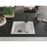 Mexen Enzo chiuvetă de granit cu 1 compartiment cu scurgător și baterie de bucătărie Rita, albă - 6506-20-670300-70