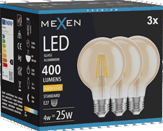 Mexen Vintis 3x Bec cu filament LED E27, G80, 4W, Caldă - 2700K, 400 lm, chihlimbar - L155-E27-0427-50x03
