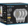 Mexen Vintis 3x LED filament izzó E27, G80, 4W, Meleg - 2700K, 300 lm, füstszínű - L155-E27-0427-70x03