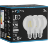 Mexen Vintis 3x Filament LED izzó E27, G80, 6W, Semleges - 4000K, 720 lm, átlátszó - L155-E27-0640-00x03