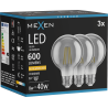 Mexen Vintis 3x Bec filament LED E27, G80, 8W, Cald - 2200K, 600 lm, fumuriu - L155-E27-0822-70x03