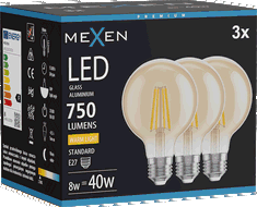 Mexen Vintis 3x Bec LED cu filament E27, G80, 8W, Cald - 2700K, 750 lm, chihlimbar - L155-E27-0827-50x03