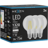 Mexen Vintis 3x Bec filament LED E27, G80, 10W, Neutră - 4000K, 1320 lm, clar - L155-E27-1040-00x03