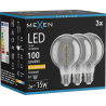Mexen Vintis 3x LED izzószál spirál izzó E27, G80, 2W, Meleg - 2200K, 100 lm, füstös - L165-E27-0222-70x03