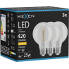 Mexen Vintis 3x Bec filament spiral LED E27, G80, 4W, Caldă - 2700K, 420 lm, transparent - L165-E27-0427-00x03