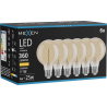 Mexen Vintis 6x Bec cu filament spirală LED E27, G80, 4W, Caldă - 2700K, 360 lm, chihlimbar - L165-E27-0427-50x06