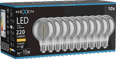 Mexen Vintis 10x Bec cu filament spiral LED E27, G80, 4W, Caldă - 2700K, 220 lm, fumuriu - L165-E27-0427-70x10