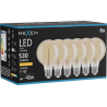 Mexen Vintis 6x LED filament spirál izzó E27, G80, 6W, Meleg - 2200K, 530 lm, borostyán - L165-E27-0622-50x06