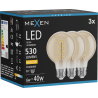 Mexen Vintis 3x LED filament spirálizzó E27, G80, 6W, Meleg - 2700K, 530 lm, borostyán - L165-E27-0627-50x03