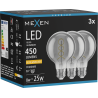 Mexen Vintis 3x Bec LED filament spirală E27, G80, 8W, Caldă - 2200K, 450 lm, fumurie - L165-E27-0822-70x03