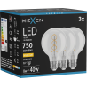 Mexen Vintis 3x Bec spiralat filament LED E27, G80, 8W, Cald - 2700K, 750 lm, clar - L165-E27-0827-00x03