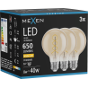 Mexen Vintis 3x Filament spirál LED izzó E27, G80, 8W, Meleg - 2700K, 650 lm, borostyán - L165-E27-0827-50x03