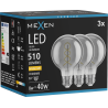 Mexen Vintis 3x LED Spirál Filament Izzó E27, G80, 8W, Meleg - 2700K, 510 lm, füstös - L165-E27-0827-70x03