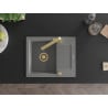Mexen Enzo chiuvetă de granit cu un compartiment, cu picurător și baterie de bucătărie Rita, gri - 6506-71-670300-50