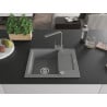 Mexen Enzo chiuvetă de granit cu un compartiment, cu picurător și baterie de bucătărie Rita, gri - 6506-71-670300-71