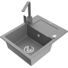 Mexen Enzo chiuvetă de granit cu 1 compartiment cu scurgător și baterie de bucătărie Rita, gri - 6506-71-670300-71