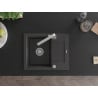Mexen Enzo chiuvetă de granit cu un compartiment, cu picurător și baterie de bucătărie Rita, Neagră picățele - 6506-76-670300-00