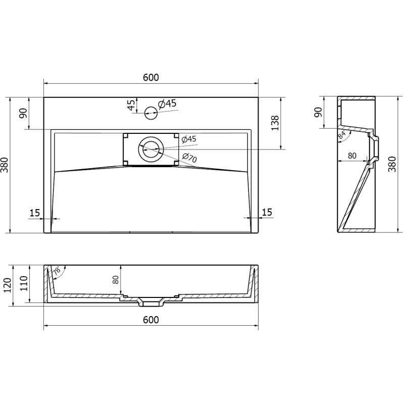 Mexen Ava lavoar deasupra blatului din conglomerat 1/O 60 x 38 cm, alb - 23016001