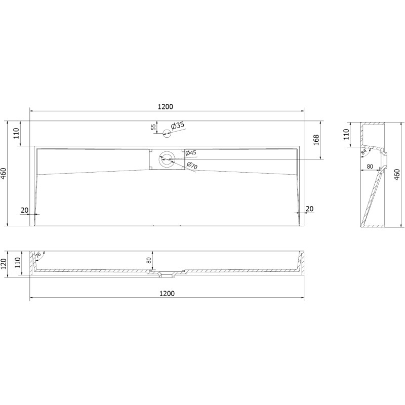Mexen Ava chiuvetă de blat din conglomerat 1/O 120 x 46 cm, neagră - 23011271
