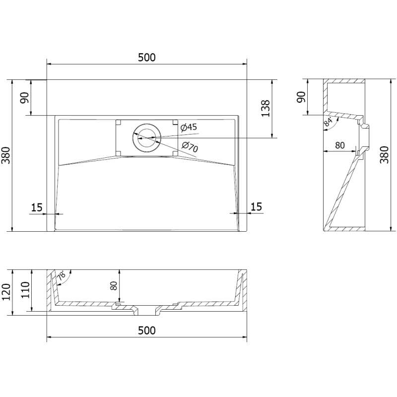 Mexen Ava asztali mosdó konglomerátumból B/O 50 x 38 cm, fehér - 23015000