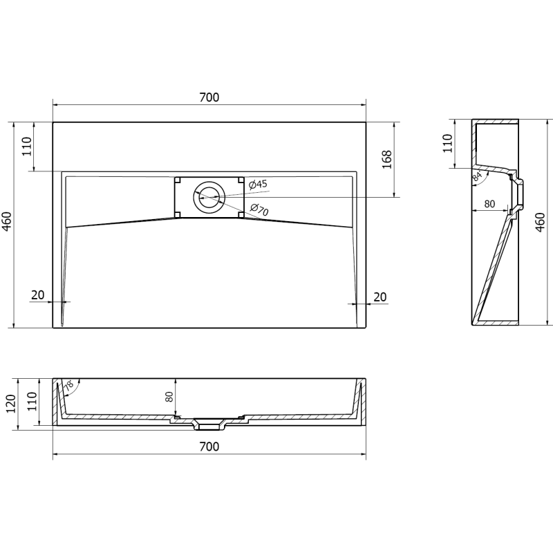 Mexen Ava munkalapra helyezhető mosdó konglomerátumból B/O 70 x 46 cm, fehér - 23017000